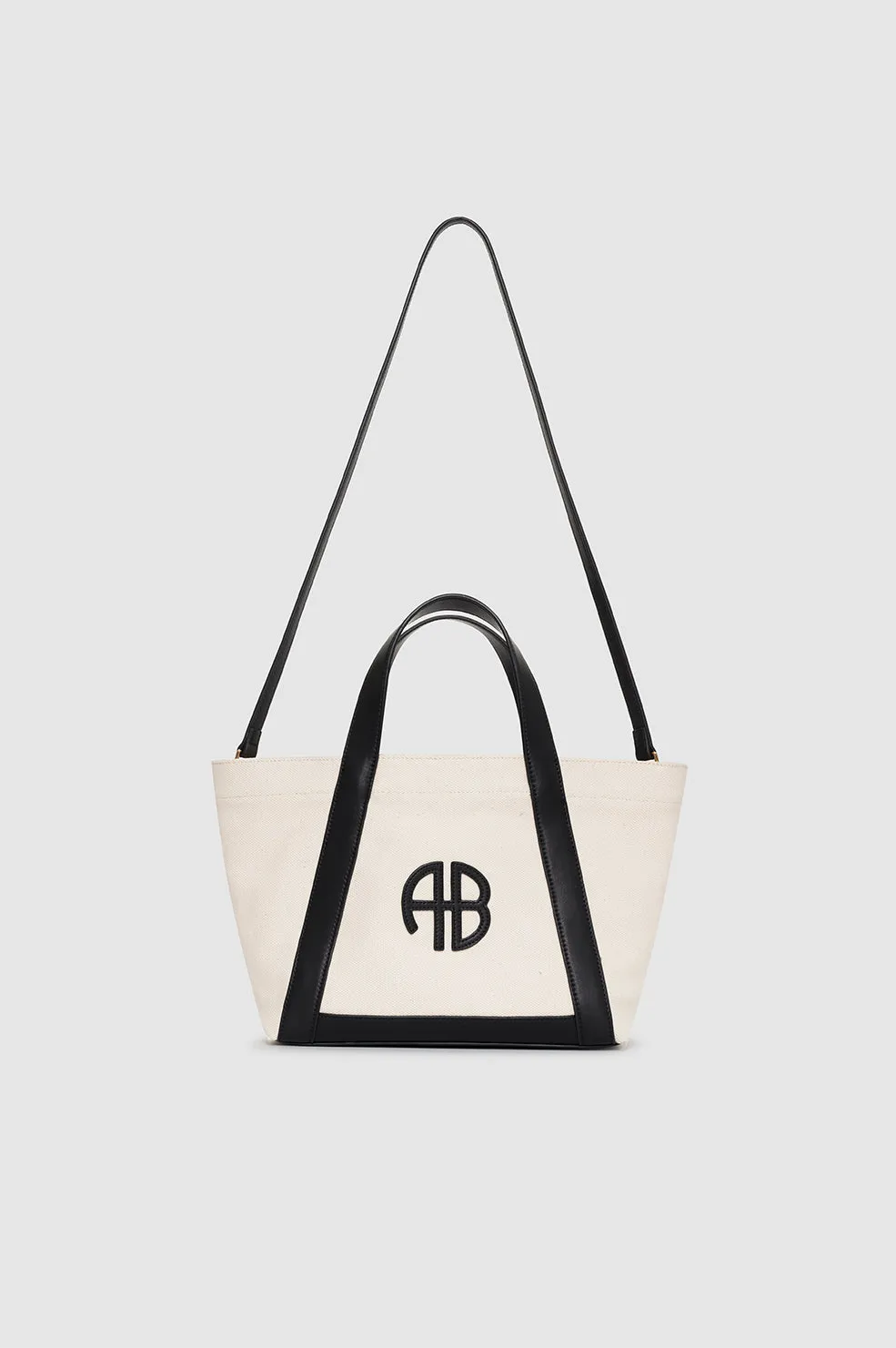 Small Cara Tote - Natural Canvas With Black sold by Anine Bing