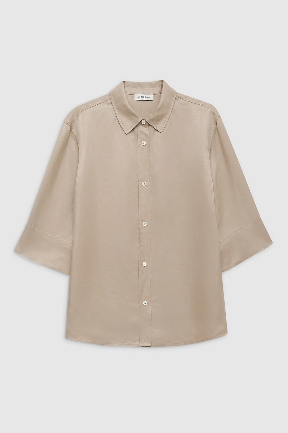 Mary Shirt - Oatmeal Linen Blend sold by Anine Bing product image thumbnail 3