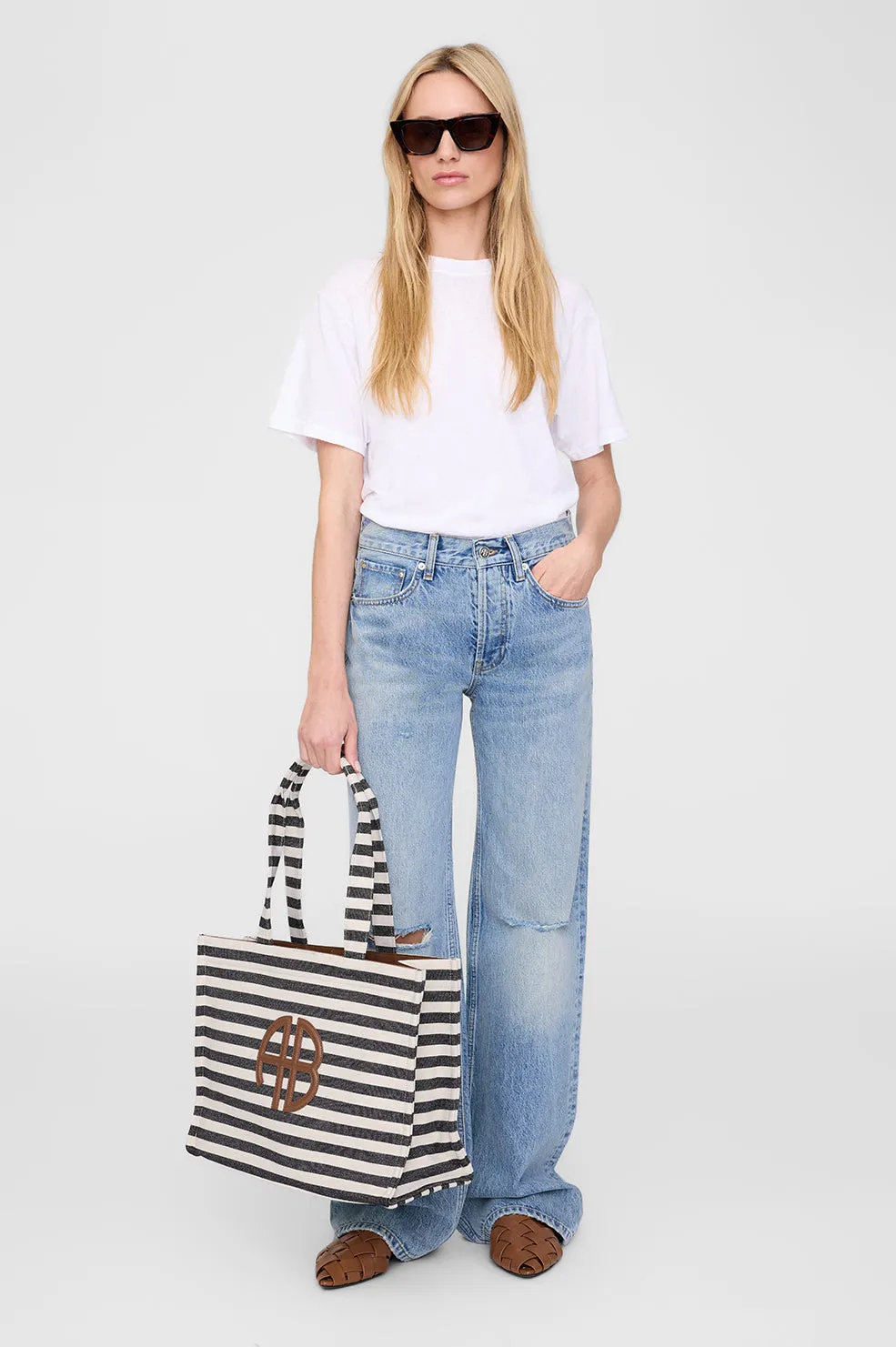 Lara Tote - Black And Natural Stripe sold by Anine Bing product image thumbnail 2