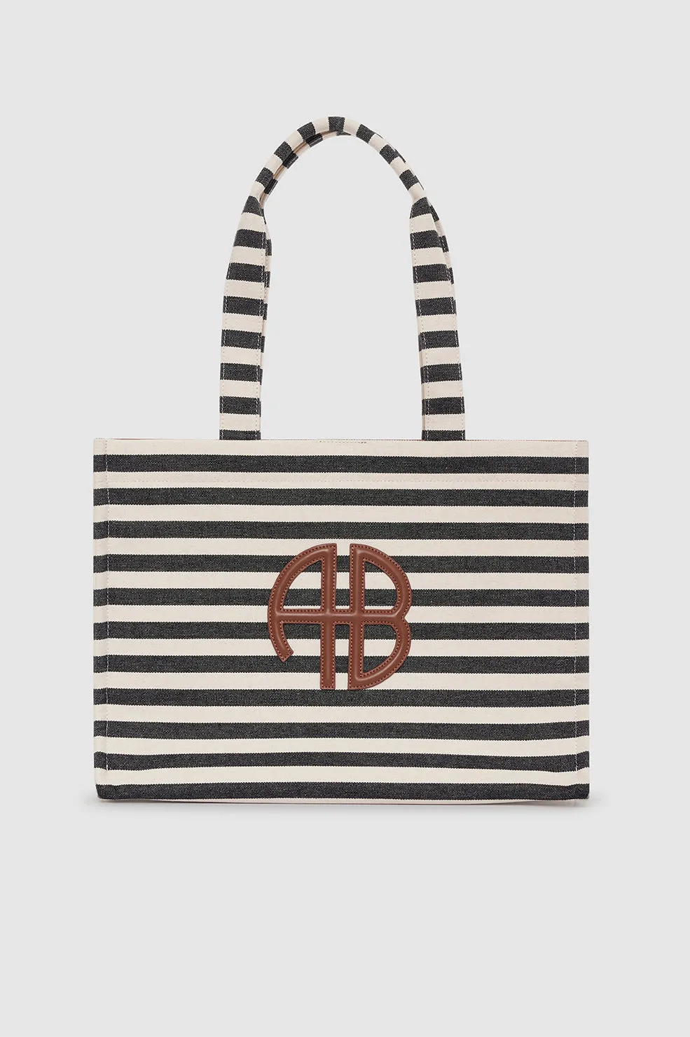 Lara Tote - Black And Natural Stripe sold by Anine Bing