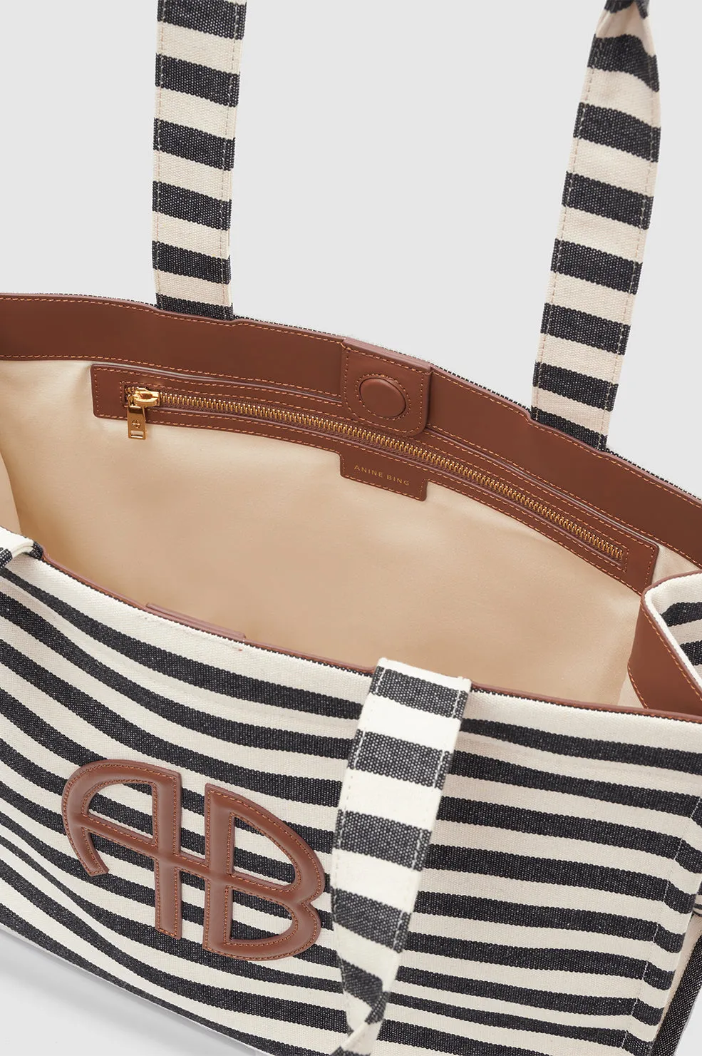Lara Tote - Black And Natural Stripe sold by Anine Bing product image thumbnail 4