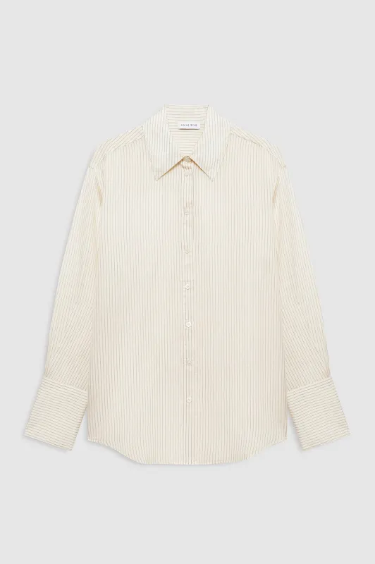 Bridget Shirt - Ivory And Black Pinstripe sold by Anine Bing