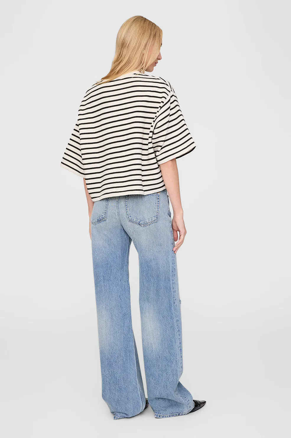 Myers Cropped Tee - Black Stripe French Terry sold by Anine Bing product image thumbnail 4