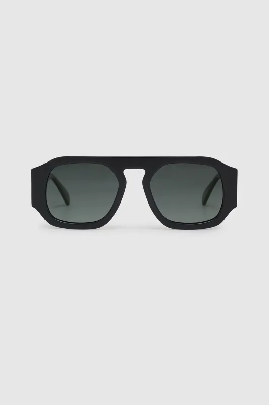 Preston Sunglasses - Black With Green sold by Anine Bing
