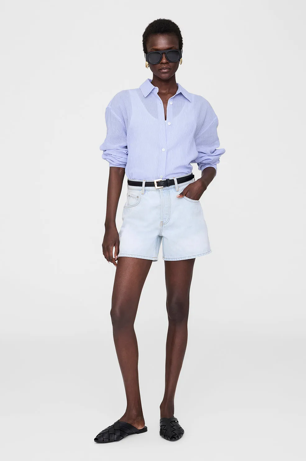 Plaza Shirt - Blue And White Mini Stripe sold by Anine Bing product image thumbnail 5