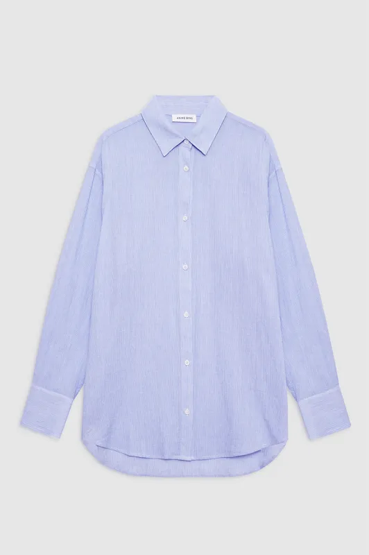 Plaza Shirt - Blue And White Mini Stripe made by Anine Bing