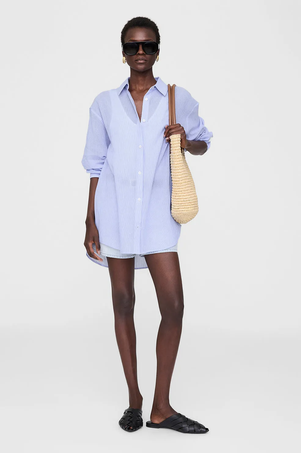 Plaza Shirt - Blue And White Mini Stripe sold by Anine Bing product image thumbnail 3