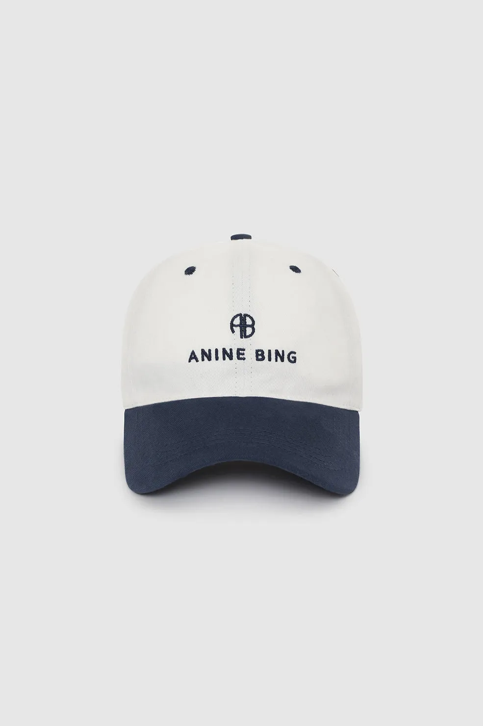 Jeremy Baseball Cap - Ivory And Navy sold by Anine Bing