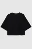 Myers Cropped Tee - Faded Black French Terry sold by Anine Bing