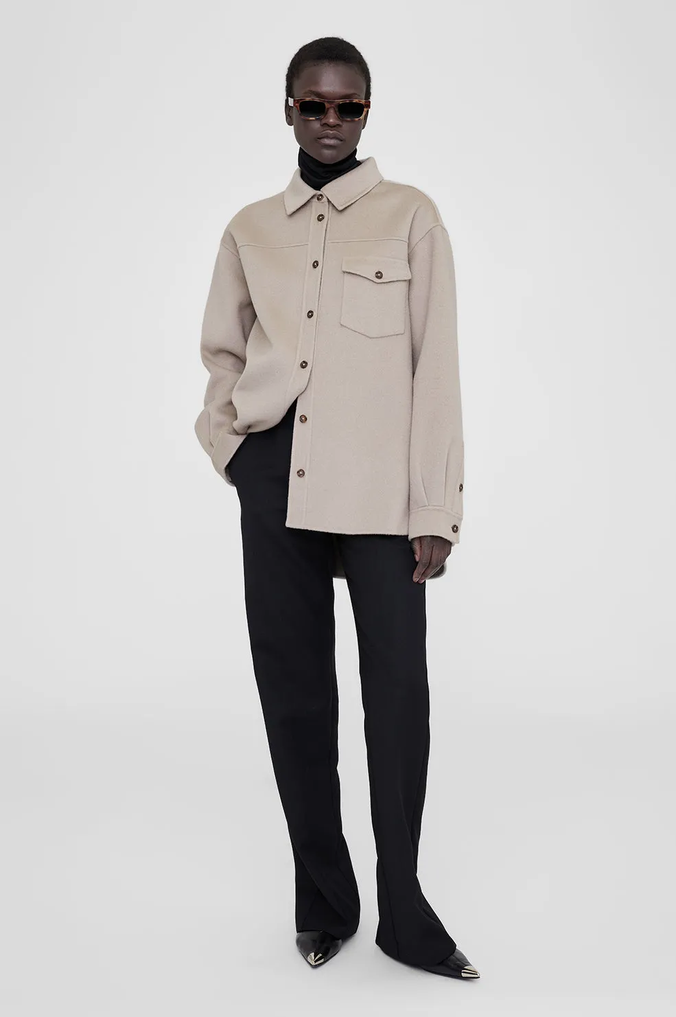 Simon Shirt - Taupe Cashmere Blend sold by Anine Bing product image thumbnail 5