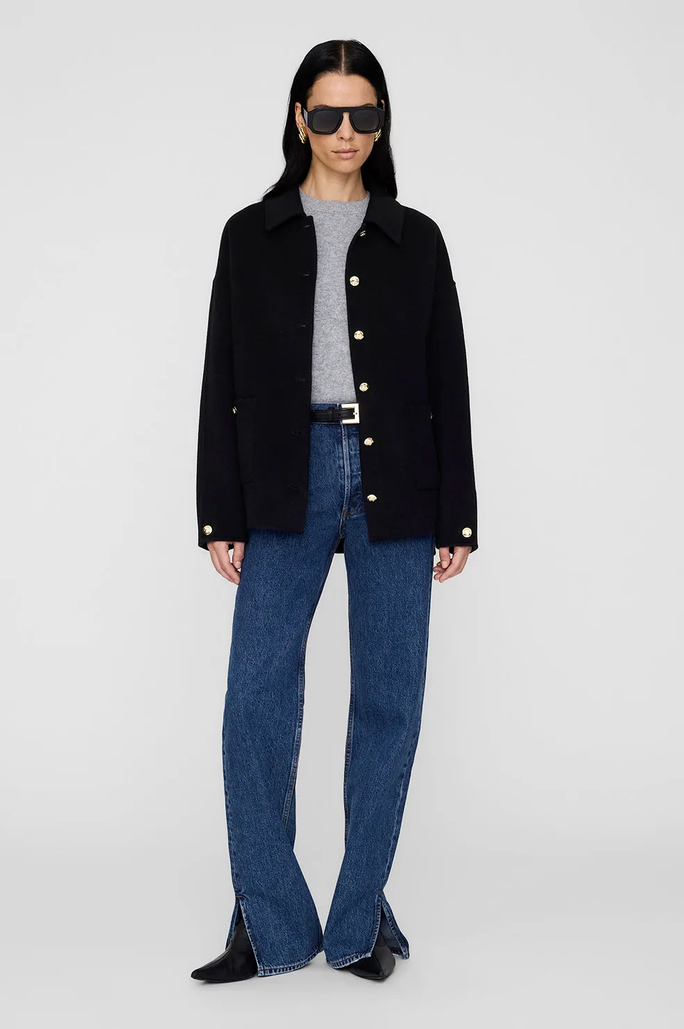 Luca Jacket - Black Cashmere Blend sold by Anine Bing