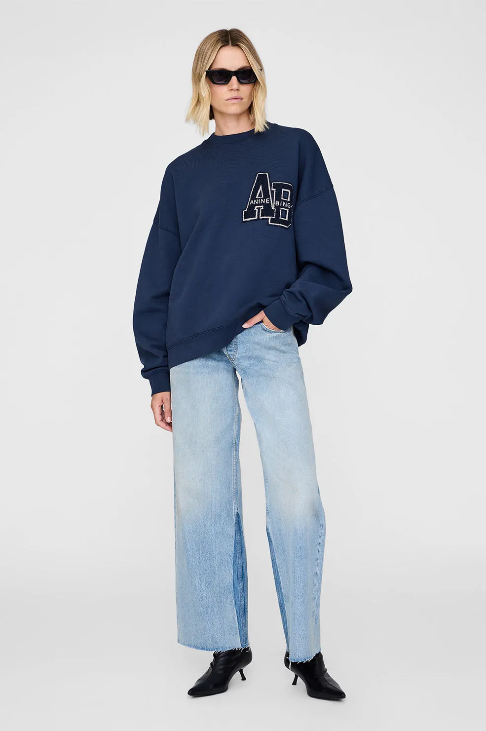 Miles Oversized Sweatshirt Letterman - Washed Navy sold by Anine Bing product image thumbnail 3