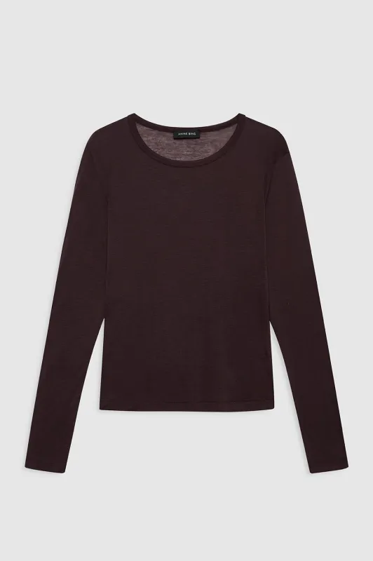 Sylvie Long Sleeve Tee - Dark Brown sold by Anine Bing