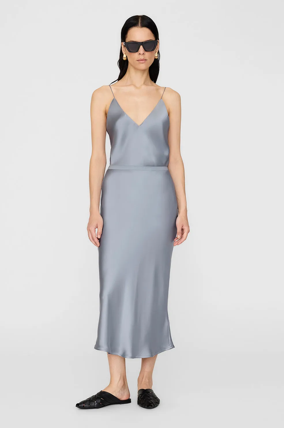 Bar Silk Skirt - Pastel Blue sold by Anine Bing