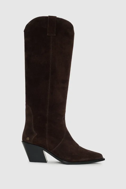 Tall Tania Boots - Dark Brown Suede sold by Anine Bing