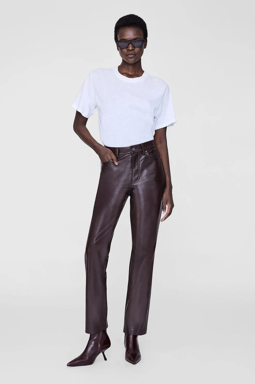 Bruno Pant - Deep Brown Recycled Leather sold by Anine Bing product image thumbnail 3