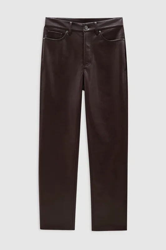 Bruno Pant - Deep Brown Recycled Leather sold by Anine Bing