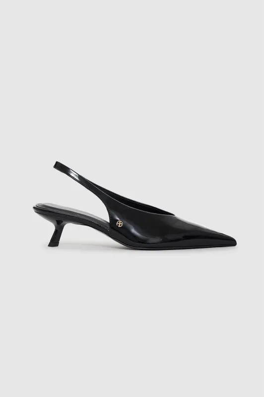 Hilda Slingback Pumps - Black Patent made by Anine Bing