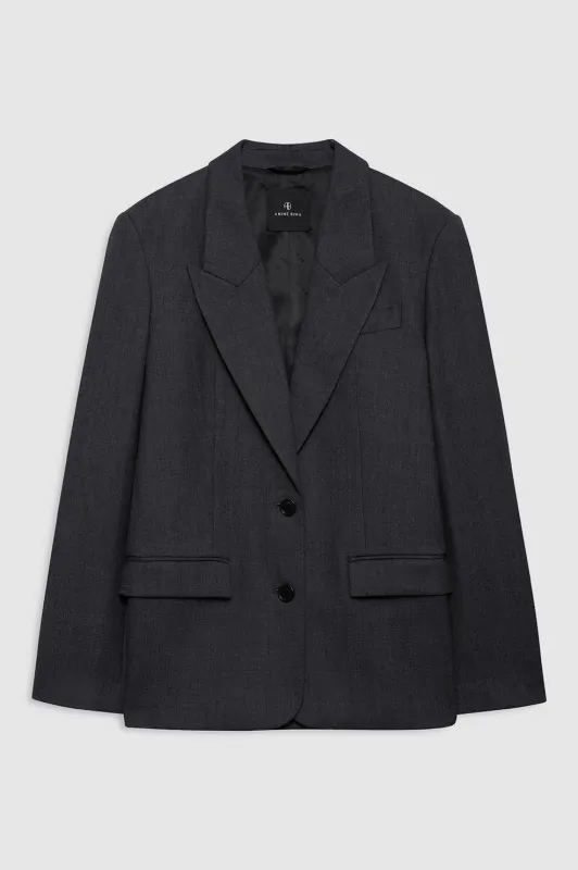 Ross Single-Breasted Blazer - Dark Heather Grey sold by Anine Bing