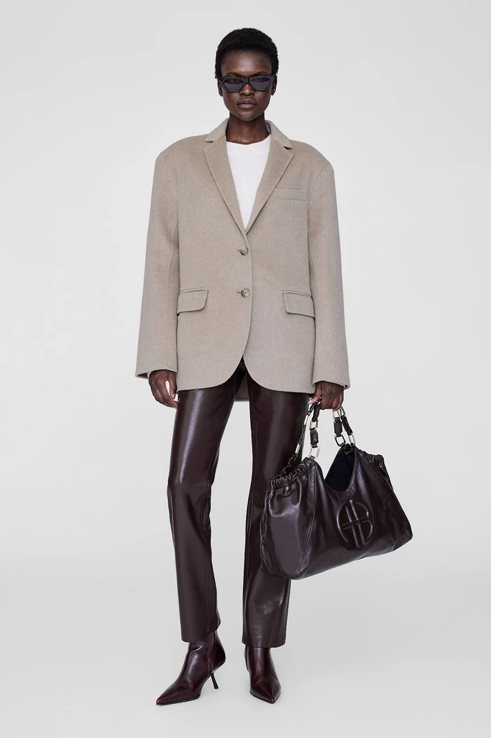 Quinn Blazer - Oatmeal Melange Cashmere Blend sold by Anine Bing product image thumbnail 5