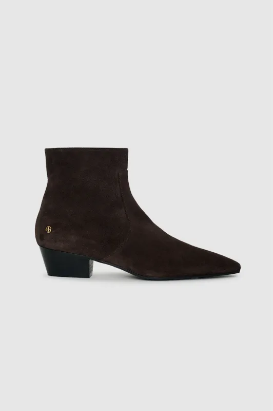 Freya Flat Boots - Dark Brown Suede sold by Anine Bing