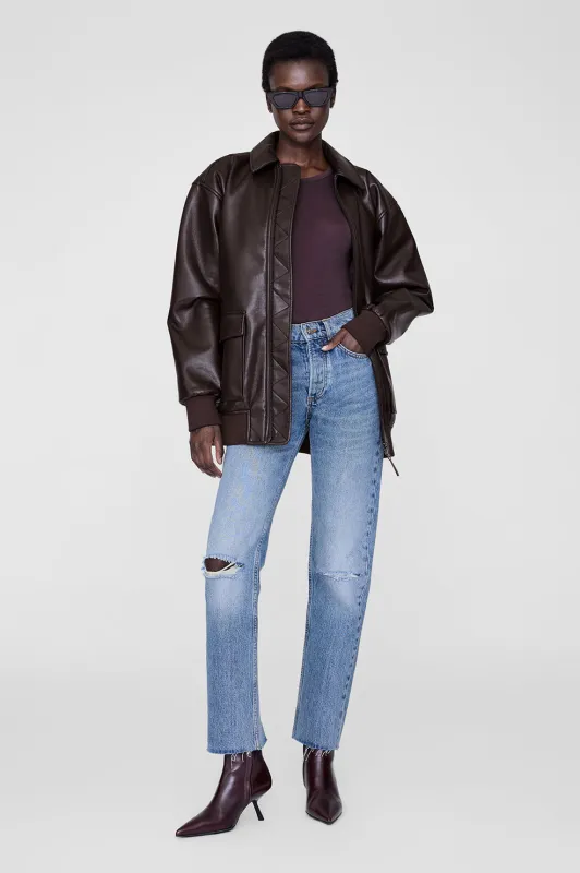 Kelanie Jacket - Deep Brown Recycled Leather sold by Anine Bing