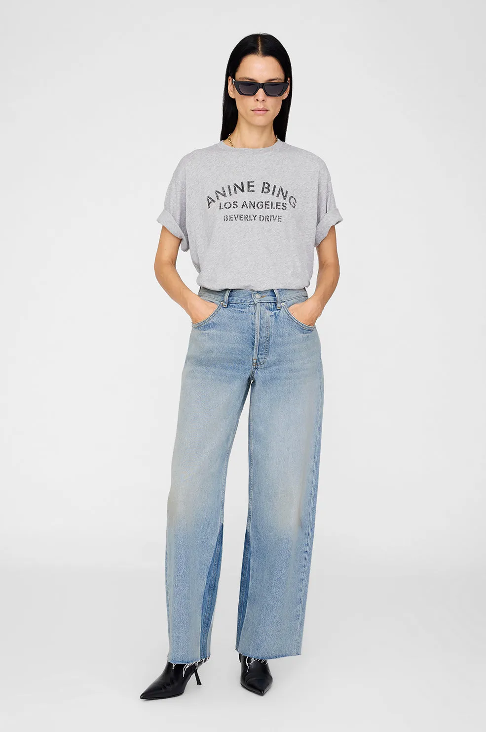 Cohen Tee Los Angeles Stencil - Medium Heather Grey sold by Anine Bing