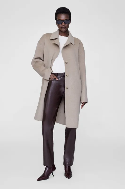 Portia Coat - Oatmeal Melange Cashmere Blend sold by Anine Bing