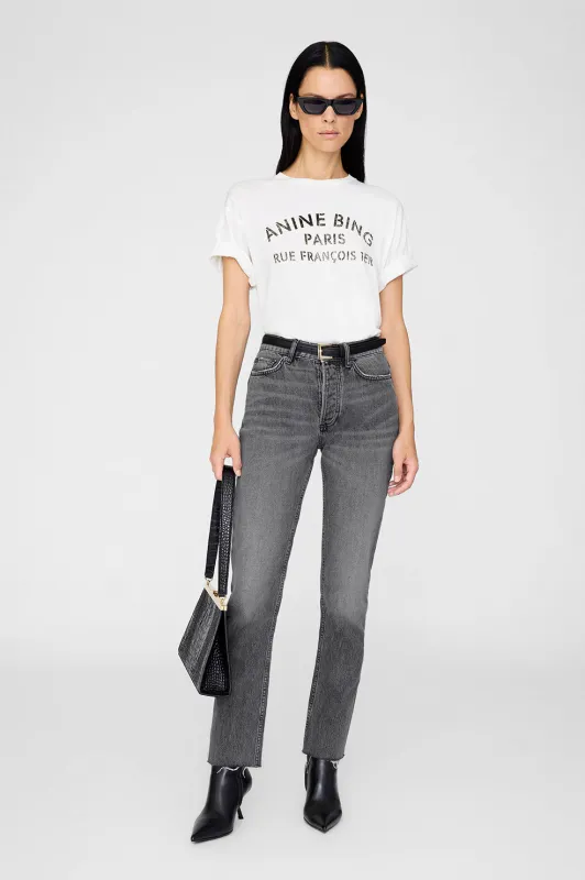 Cohen Tee Paris Stencil - Ivory sold by Anine Bing