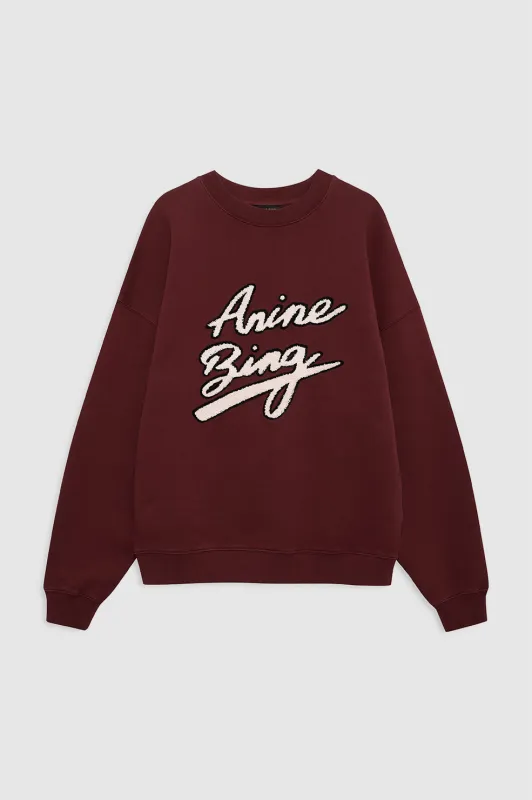 Miles Sweatshirt Chenille Signature - Cabernet sold by Anine Bing