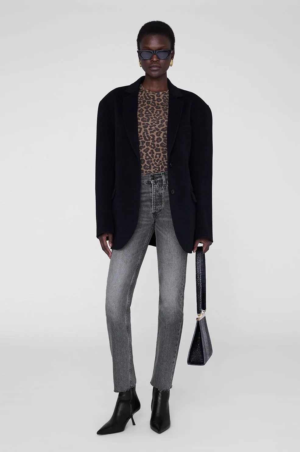 Sylvie Long Sleeve Tee - Black And Brown Leopard sold by Anine Bing product image thumbnail 5