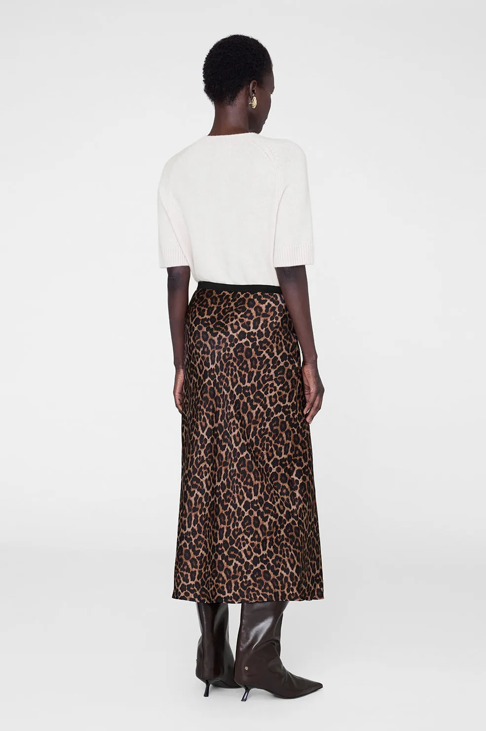 Printed Bar Silk Skirt - Black And Brown Leopard sold by Anine Bing product image thumbnail 2