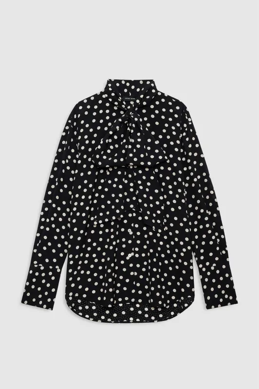 Ruby Shirt - Black And White Double Dot Jacquard made by Anine Bing