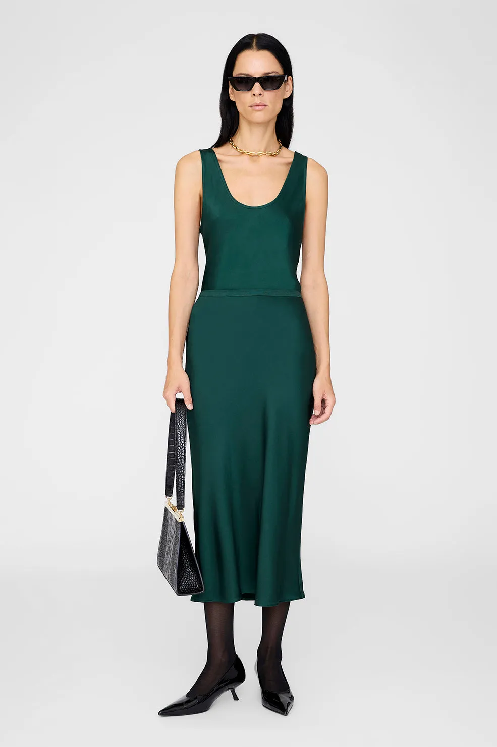 Bar Silk Skirt - Dark Teal sold by Anine Bing