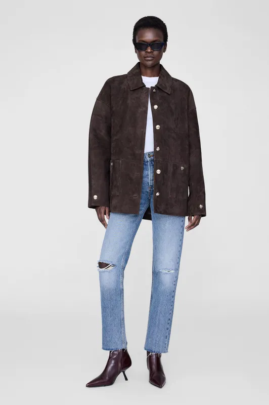 Luca Suede Jacket - Deep Brown sold by Anine Bing