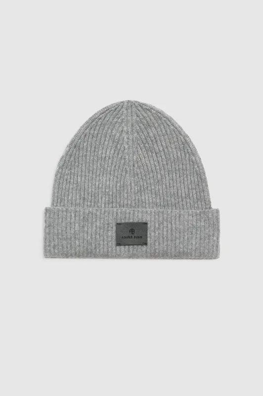 Carley Beanie - Medium Heather Grey Cashmere sold by Anine Bing