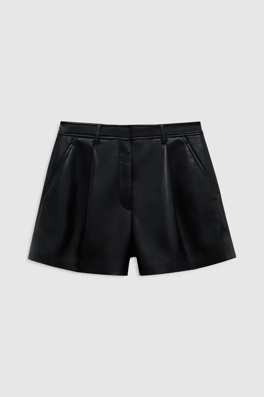 Trent Short - Black Recycled Leather sold by Anine Bing