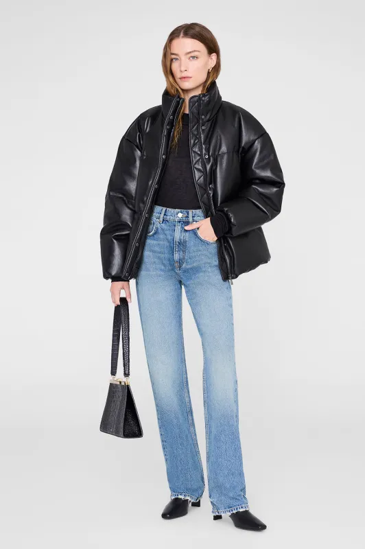 Oslo Puffer - Black Recycled Leather sold by Anine Bing