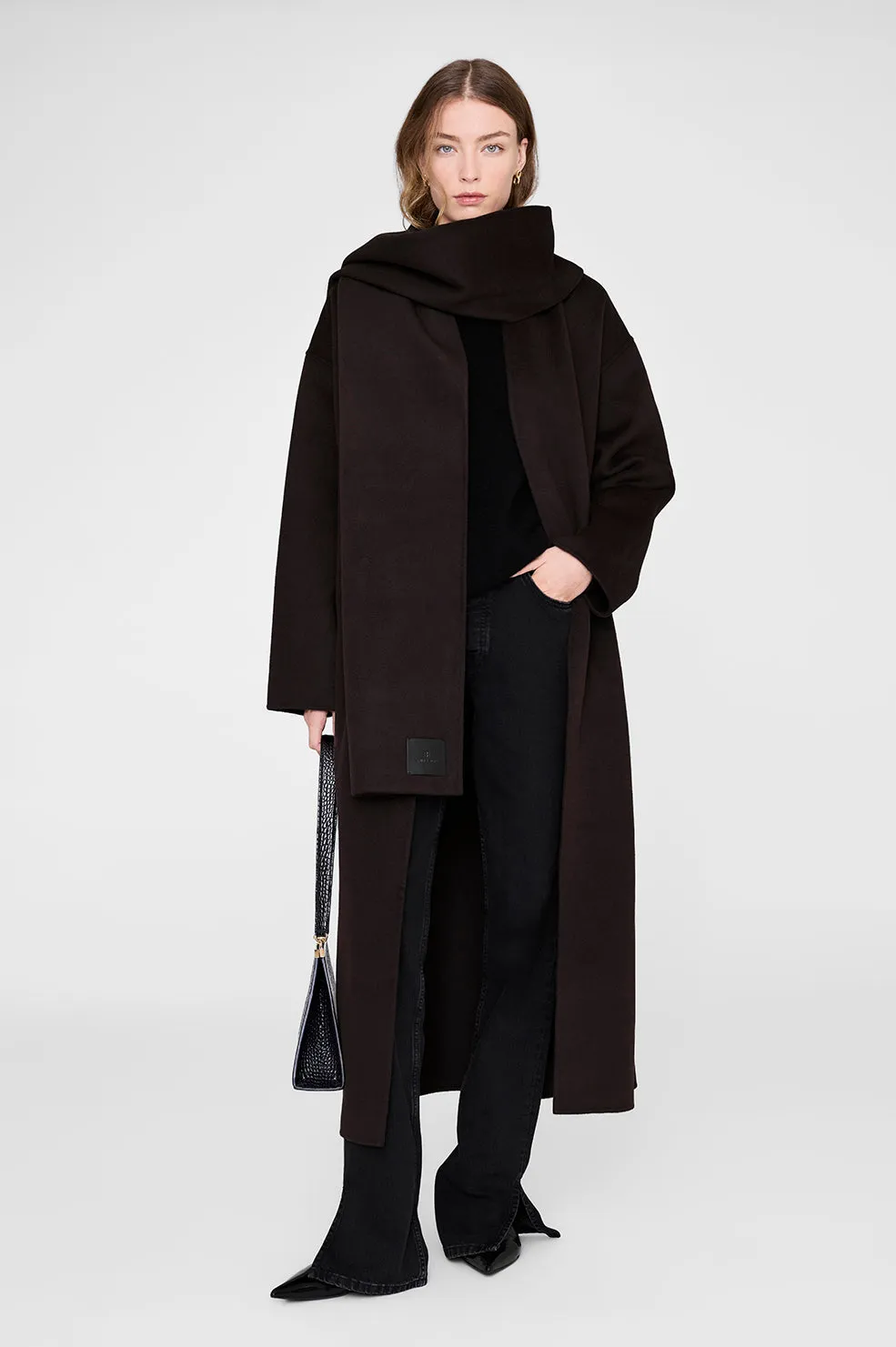 Ava Scarf - Deep Brown Cashmere Blend sold by Anine Bing product image thumbnail 2