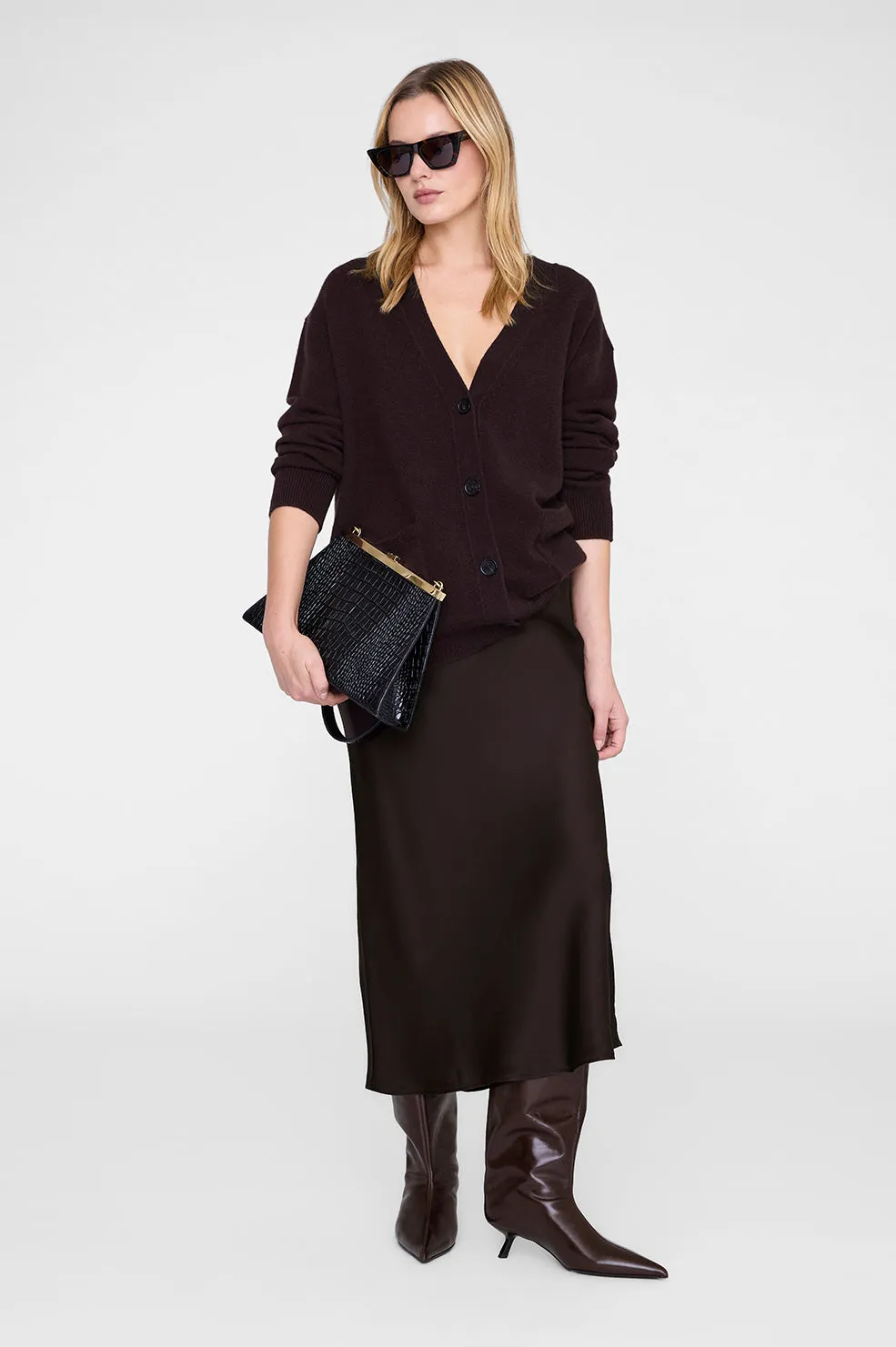 Bar Silk Skirt - Deep Brown sold by Anine Bing product image thumbnail 5