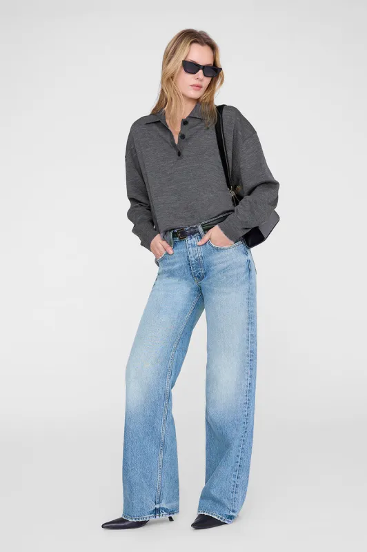 Lee Polo Sweater - Medium Heather Grey sold by Anine Bing