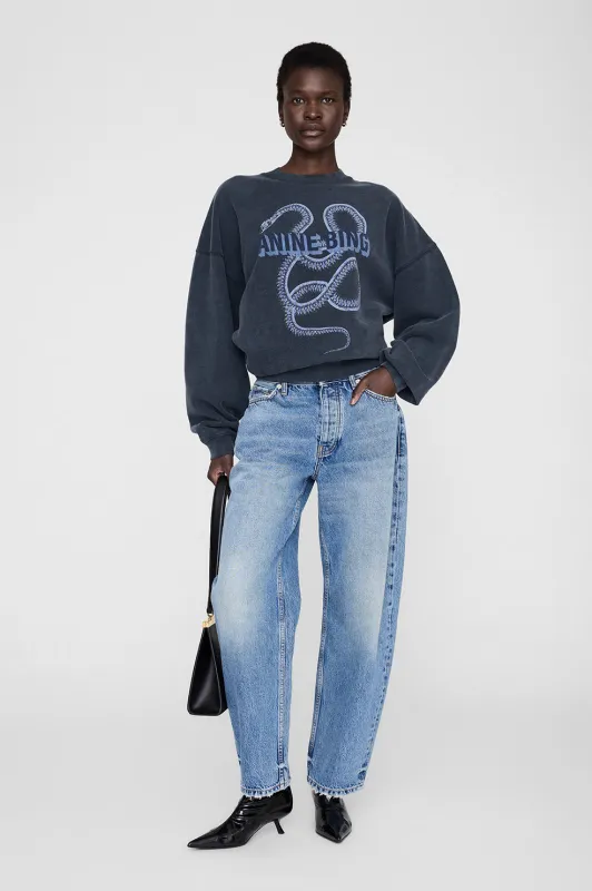 Harvey Crew Sweatshirt Snake - Washed Black sold by Anine Bing