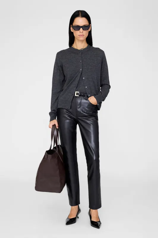 Moni Crop Cardigan - Heather Charcoal sold by Anine Bing