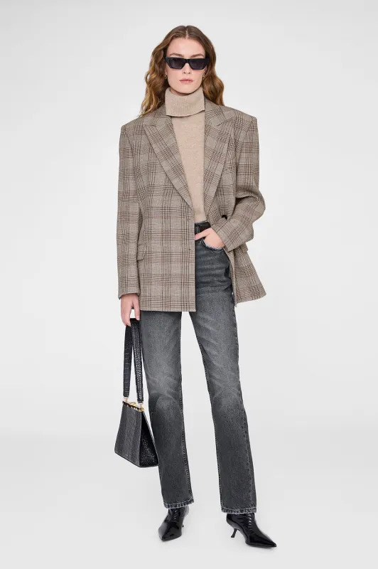 Aretha Blazer - Brown Plaid sold by Anine Bing