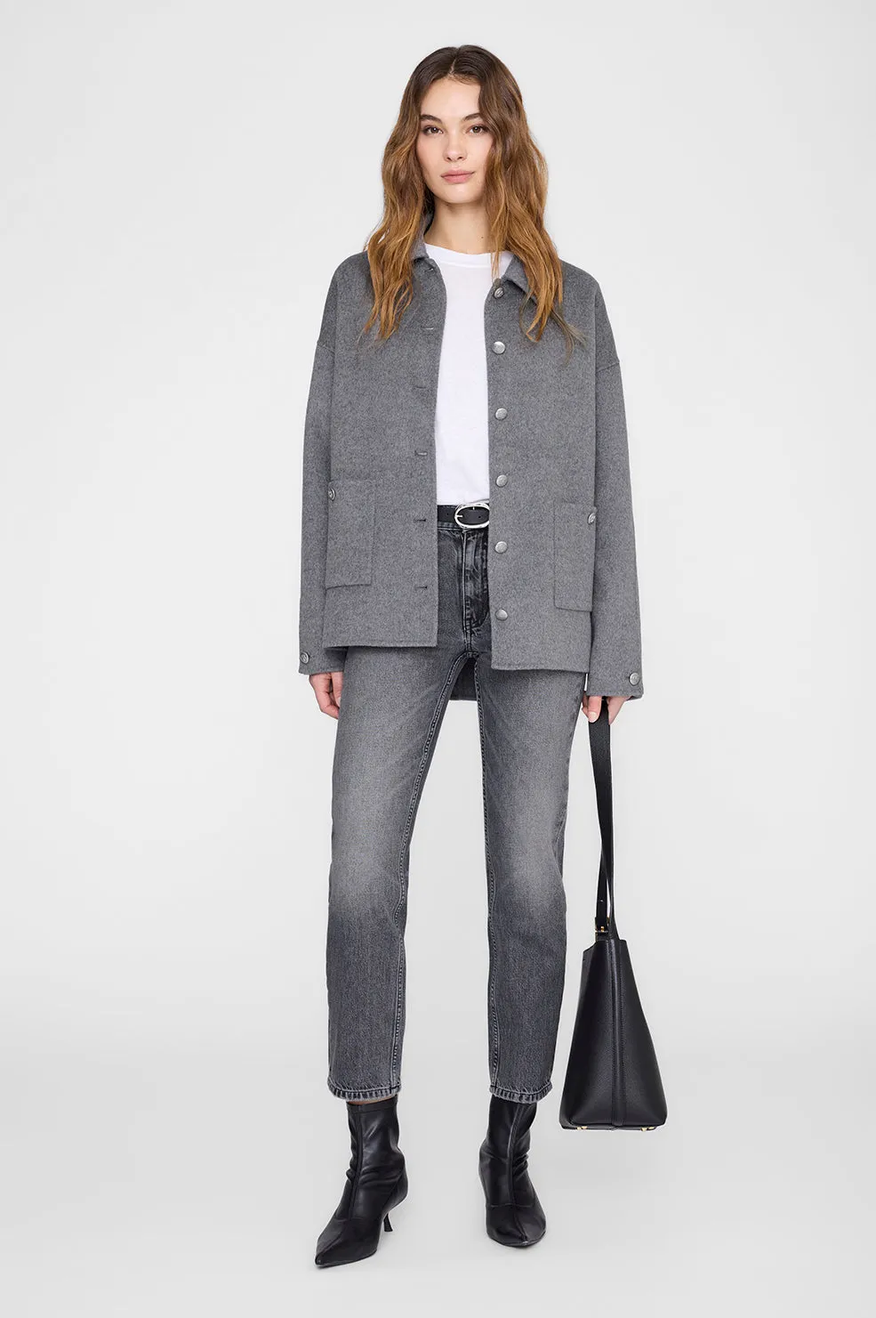 Luca Jacket - Heather Grey Cashmere Blend sold by Anine Bing