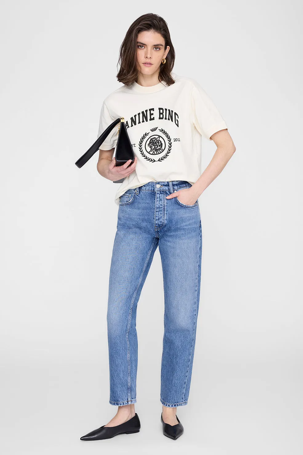 Jaylin Tee Collegiate - Washed Cream sold by Anine Bing