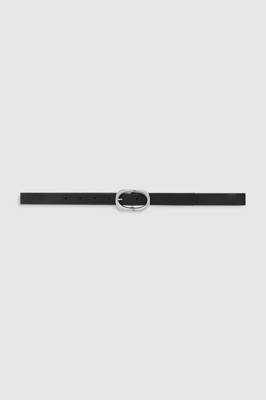 Small Signature Link Belt - Black Pebbled made by Anine Bing