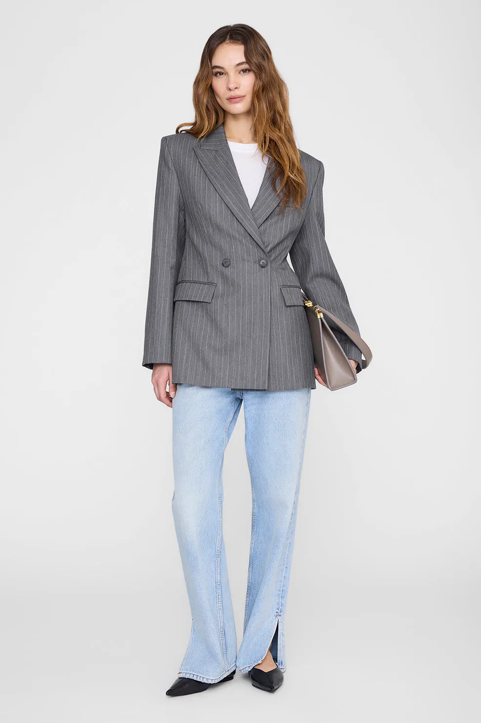Tiphaine Blazer - Light Grey Pinstripe sold by Anine Bing product image thumbnail 2
