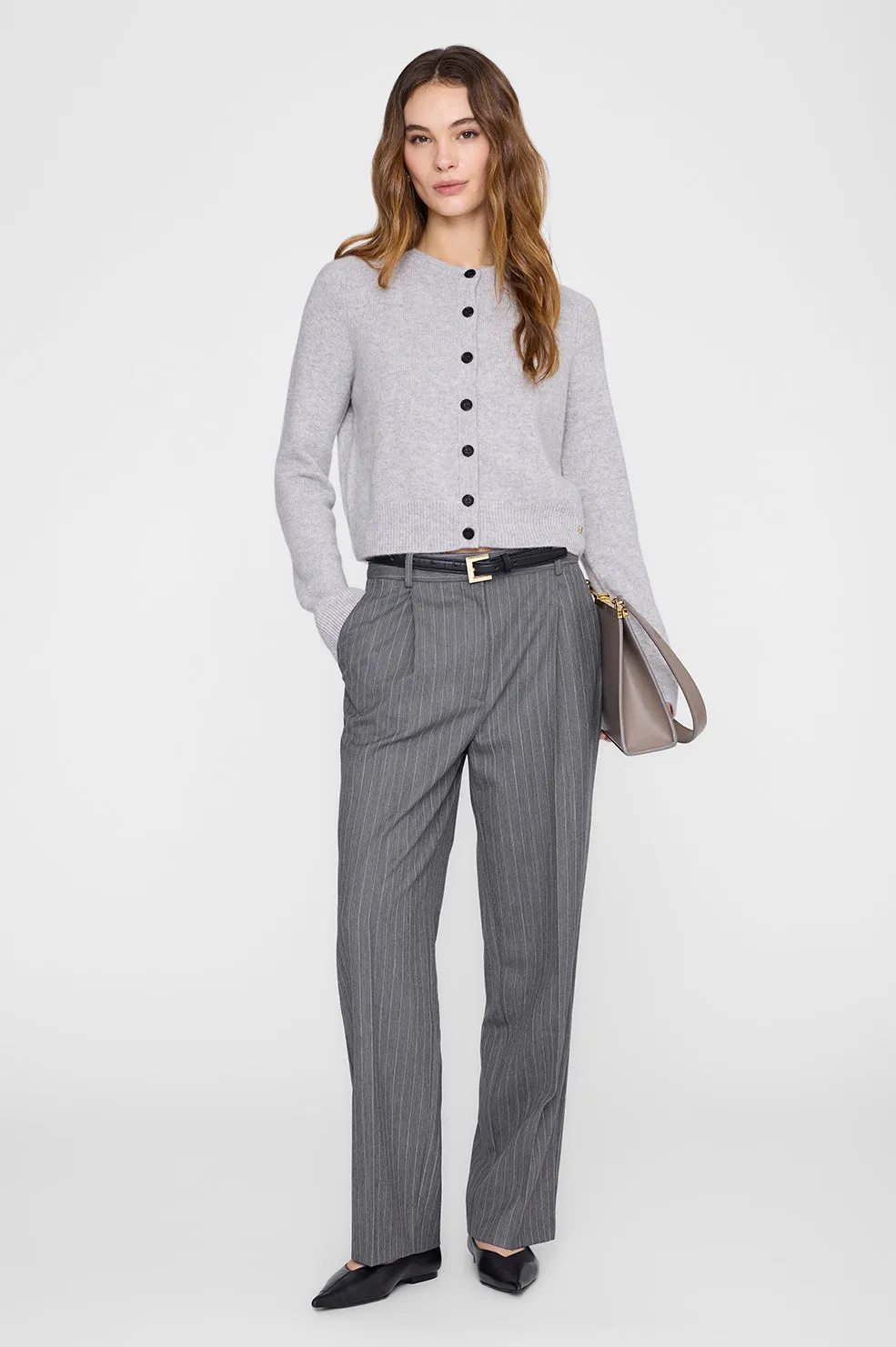 Joye Cardigan - Light Heather Grey sold by Anine Bing