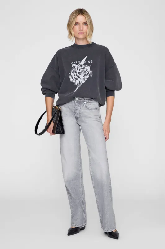 Miles Sweatshirt Tiger - Vintage Black sold by Anine Bing